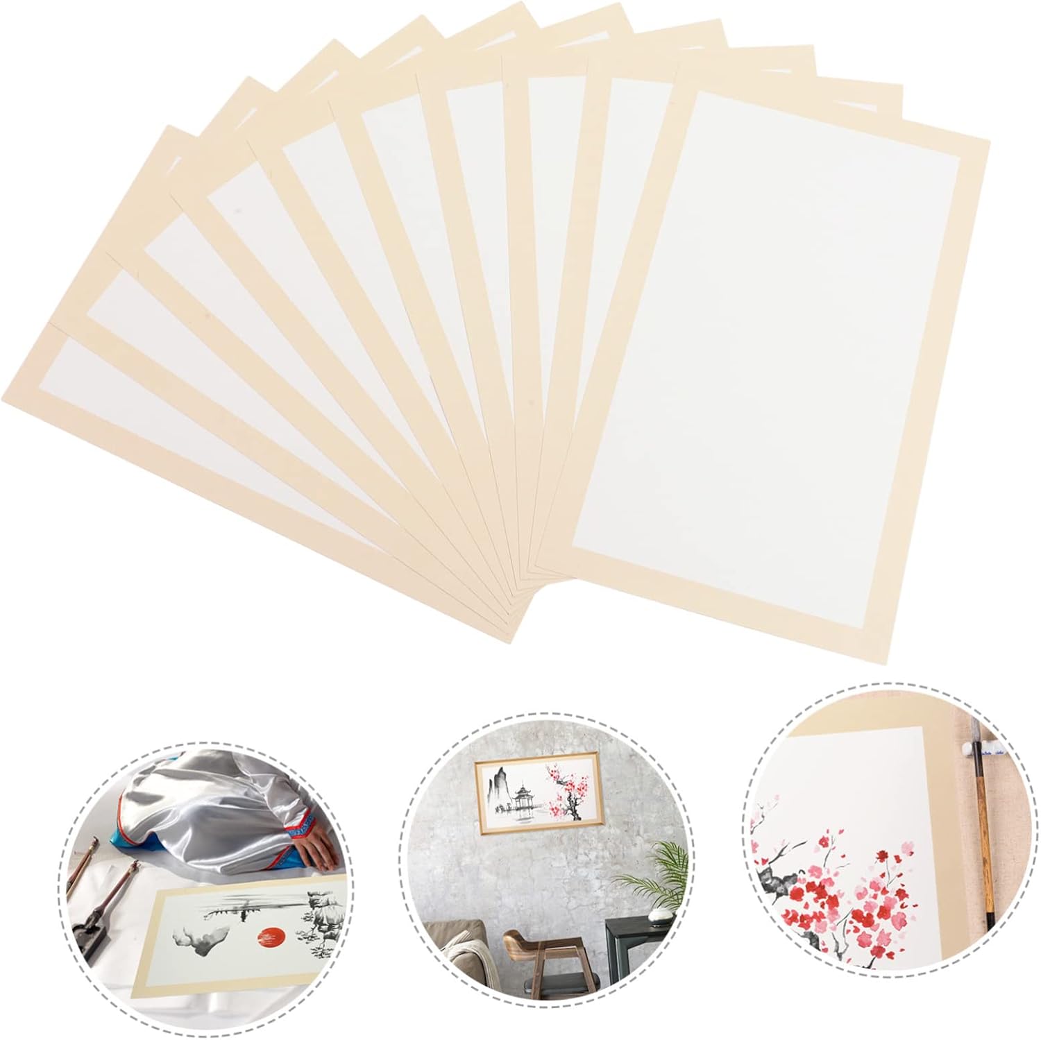 BEBEMOKO 10Sheets Thick Xuan Paper for Chinese Calligraphy and Painting Lightweight and Portable Rice Paper for Writing for Beginners and Art Lovers