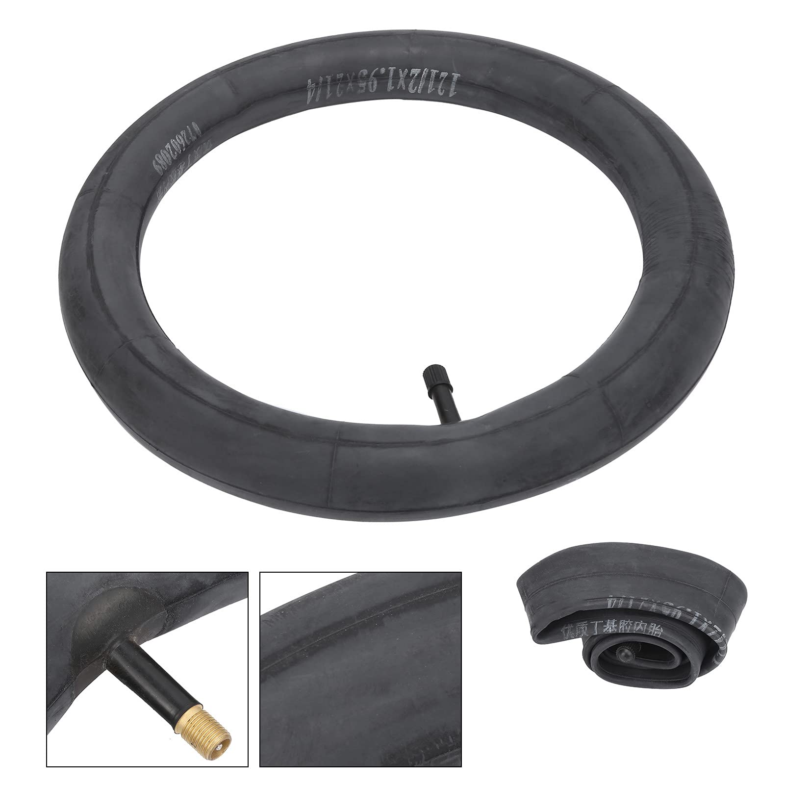 Camere d'Aria per Bici, Guarnizione Valvola Camera d'Aria da 12 Pollici Valvola Schrader per Bicicletta Camere d'Aria in Gomma Butilica Accessori Compatibili per Bici Pieghevole
