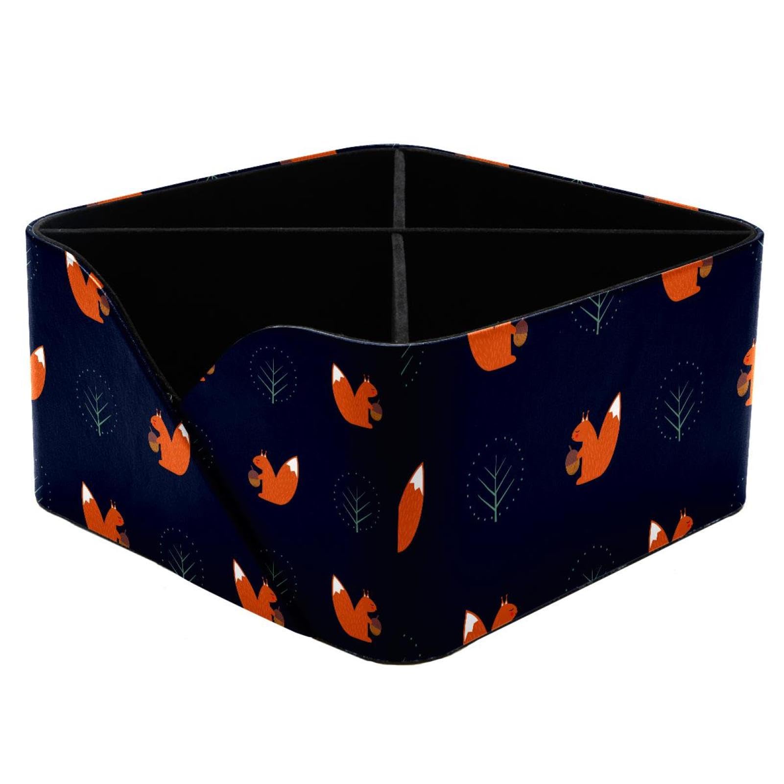 KengjuTesu Squirrel with Acorn Desktop Organizer Pen Holder, Rectangular Pencil Cup for Office, Study and Makeup Stations