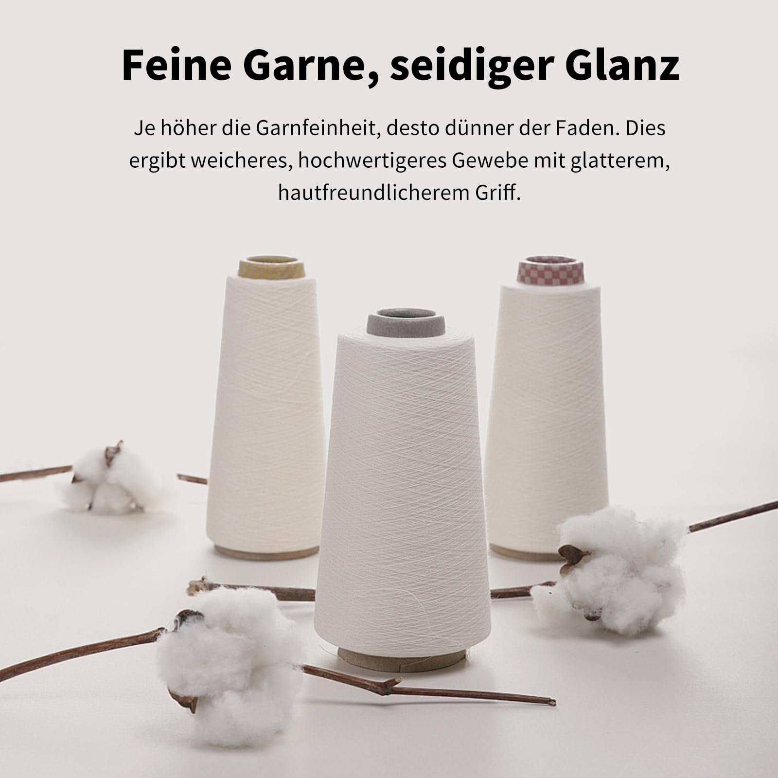 Boqingzhu Satin Bettwäsche 220x240 cm Beige Langstapelige Baumwolle | Kühlend Weich Glatt, ÖkoTex Zertifiziert, Für Allergiker Geeignet,Bettbezug Set mit Kissenbezüge 80x80cm