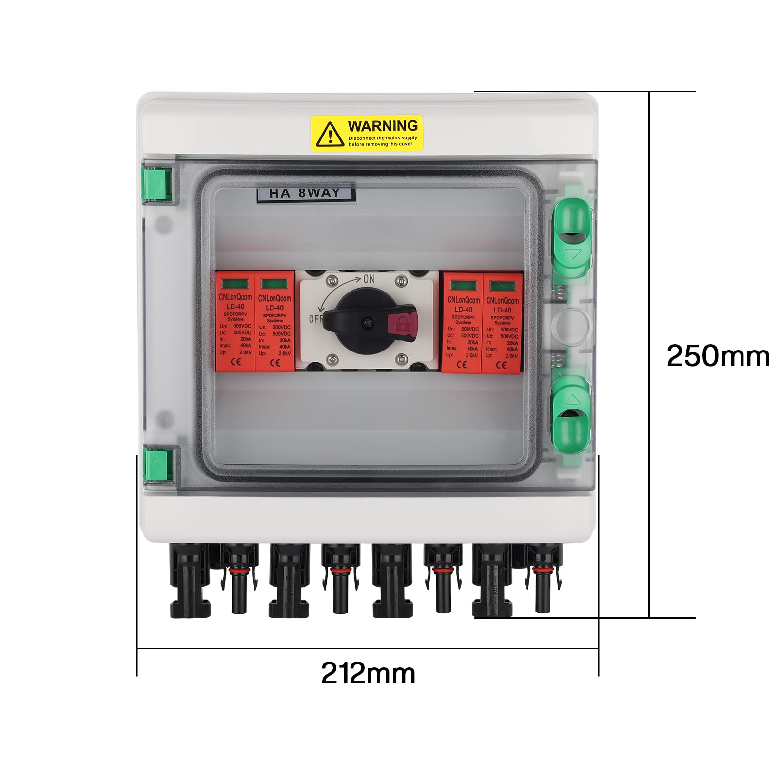 Protezione da sovratensione PV - 1000V LONQ.X + SPD Solar Anschlusskasten, protezione contro i fulmini DC interruttore PV impianto 2 string 2 in 2 out, DC Combiner box interruttore di linea Solar per