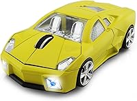 Vista 1 de Ratón óptico inalámbrico de la computadora del coche deportivo 3D, ratón ergonómico de la computadora portátil de escritorio para LBJN (amarillo)