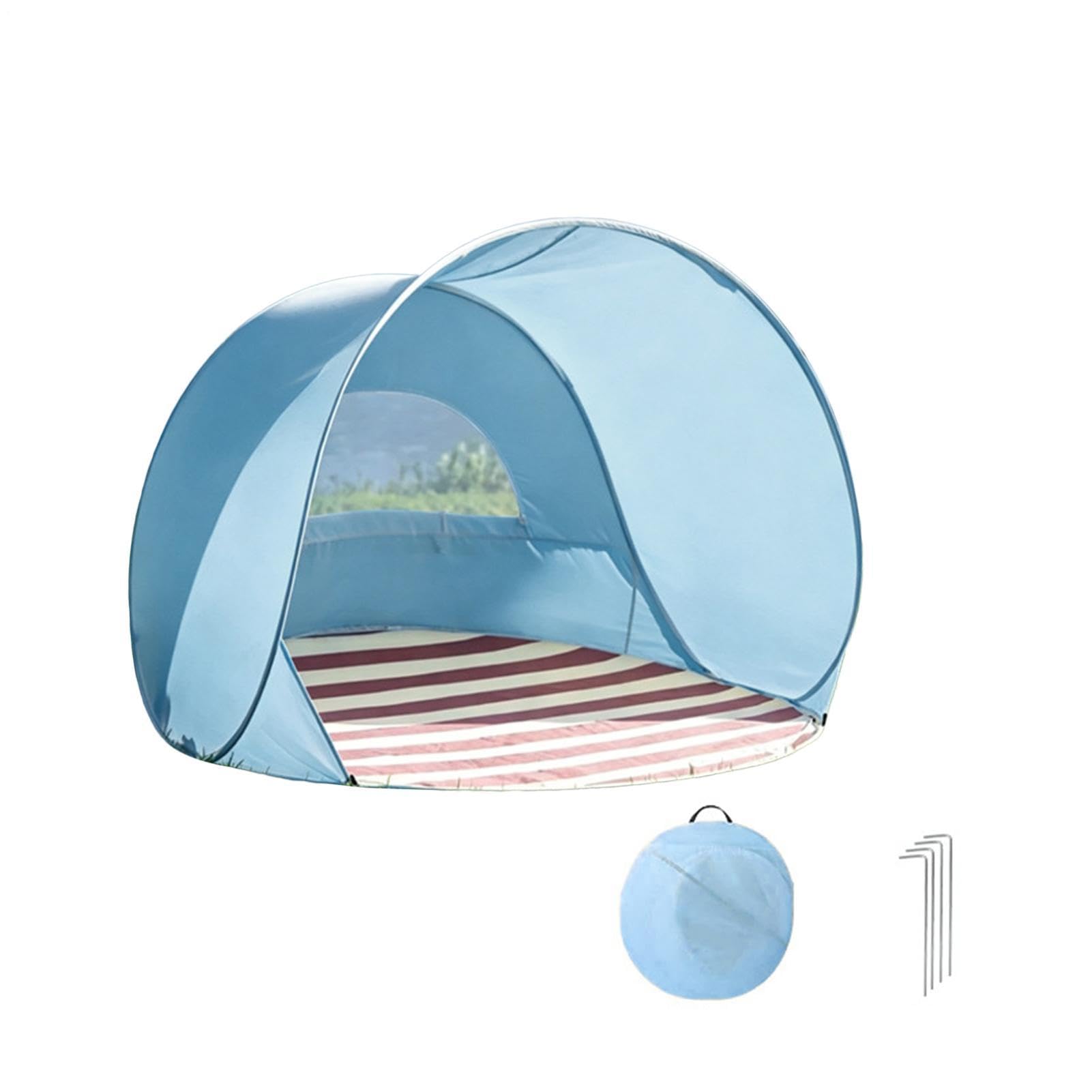 Tenda Da Spiaggia Portatile Automatica Per 3-4 Persone - Ombreggiatura Solare UPF 50+, Tenda Popup Facile Da Montare Con Finestre Ventilate, Astucci e Piccheti Per Spiaggia, Campeggio, Picnic, Parcoes