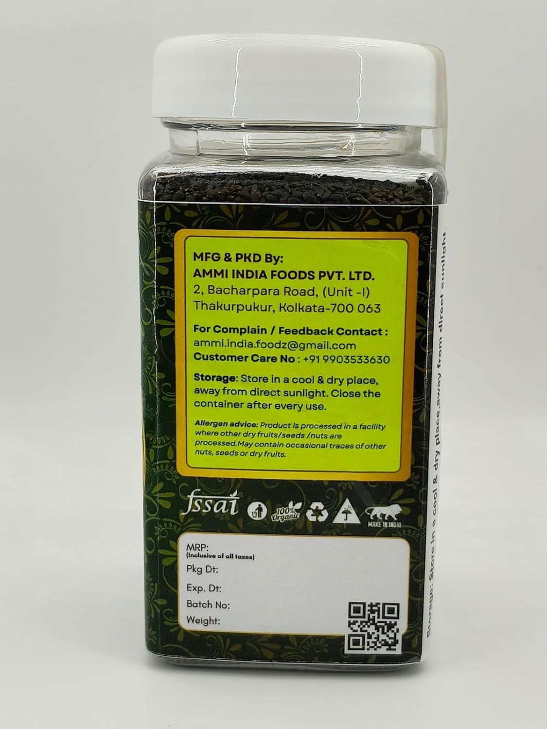 AMMI INDIA Basil Seeds (Sabja/Tulsi) | Whole Seeds for Eating, Soaking, Beverages, Desserts, Falooda, Smoothies, Topping, Kitchen Use | Pack of 2 | 360Grams 3