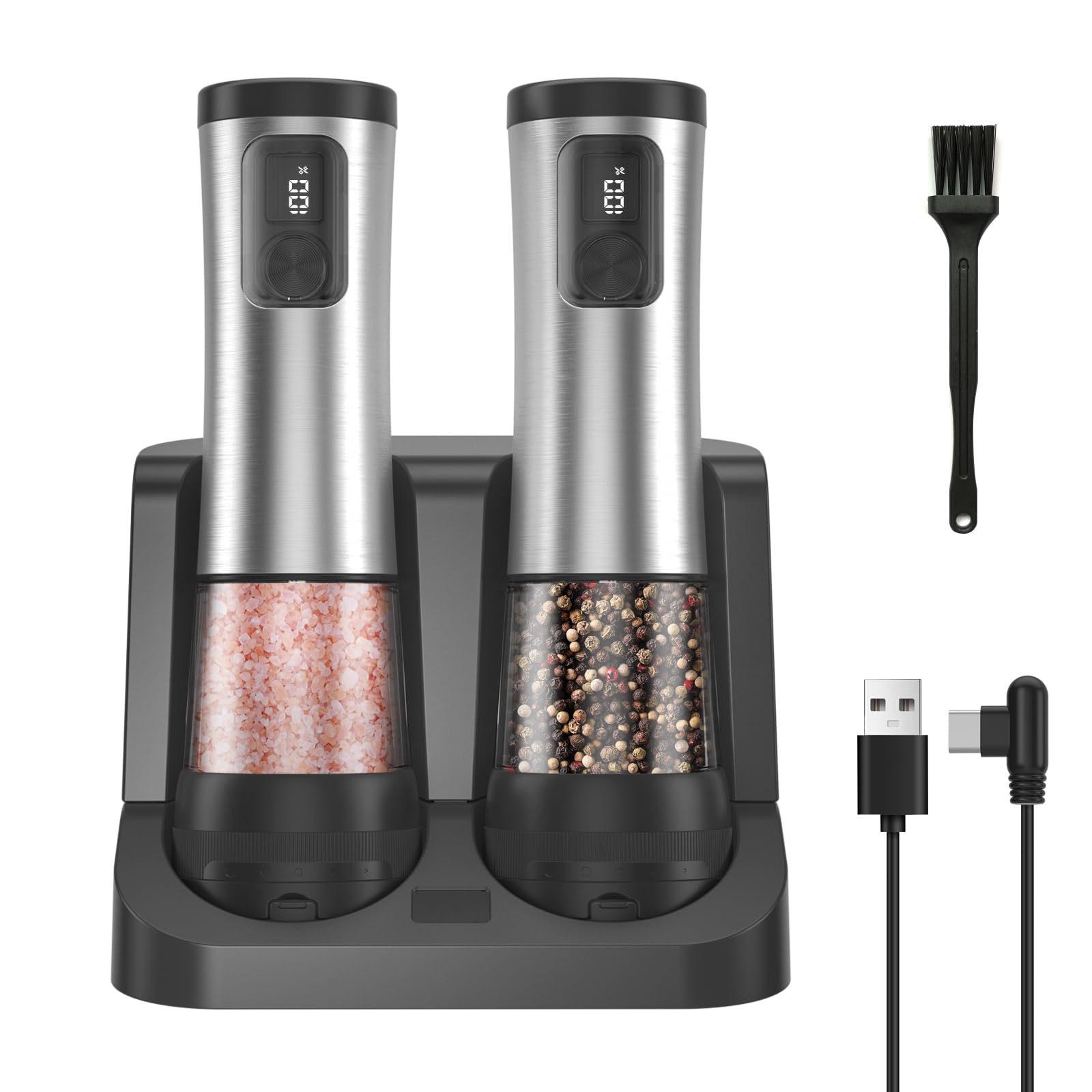 Electric Salt and Pepper Grinder Set 2 Pack Rechargeable Automatic โ image 1