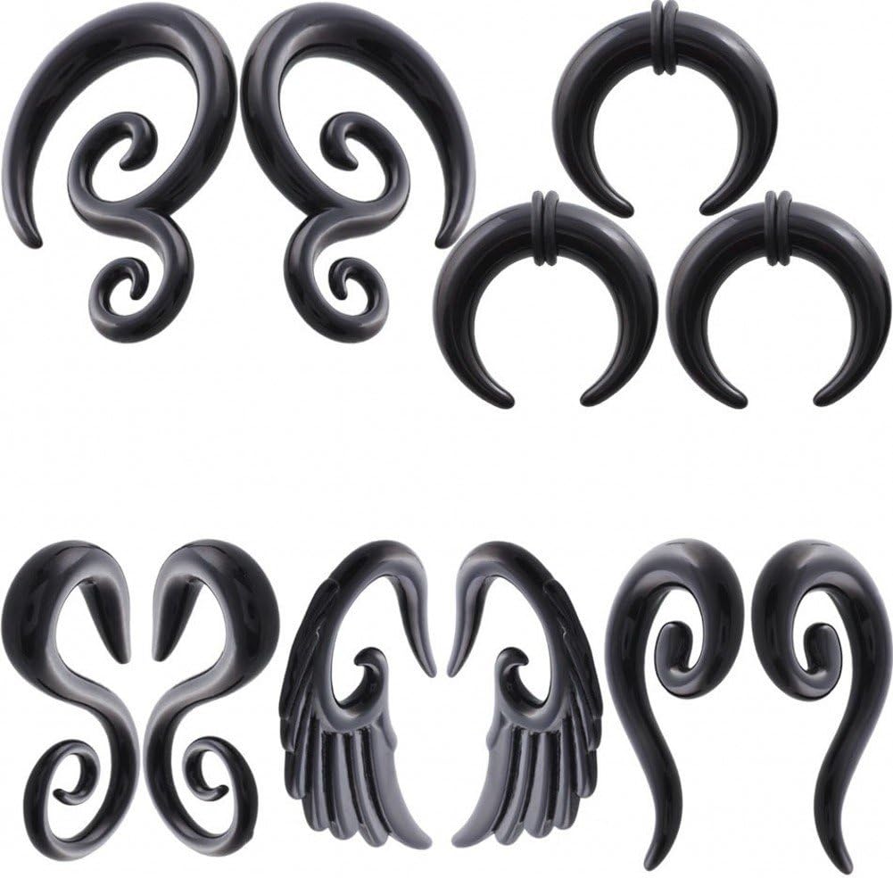 IPINK-5 Pairs Acrylic Spiral Snail Taper Plugs Tunnel Ear Stretcher Expander Kit Plugs 14-00 Gauges