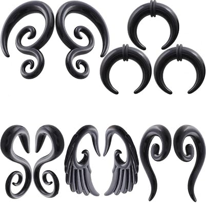 IPINK-5 Pairs Acrylic Spiral Snail Taper Plugs Tunnel Ear Stretcher Expander Kit Plugs 14-00 Gauges