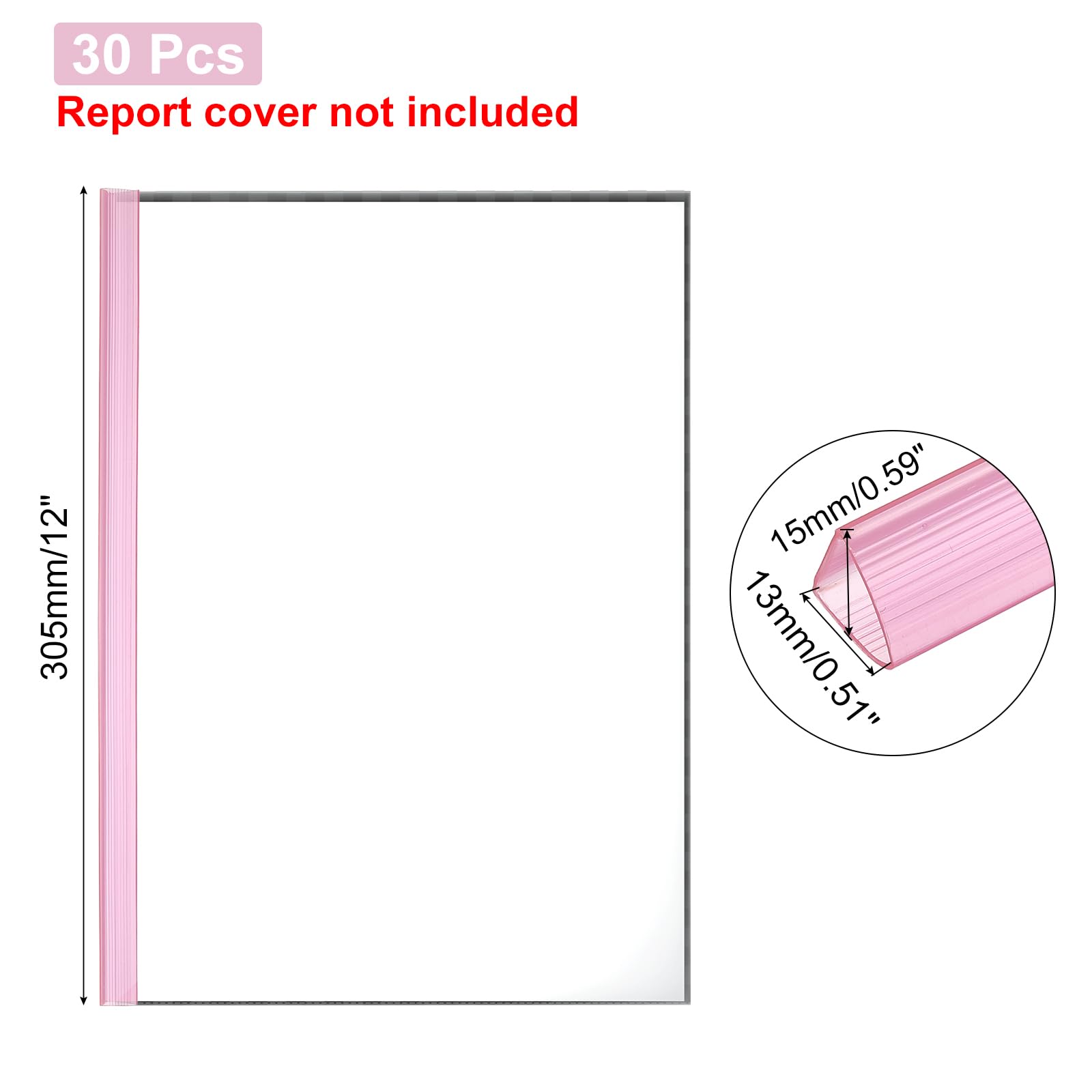PATIKIL 30Pcs Binding Bars, 13x15mm Binding Bars Slide Grip 120 Sheets Capacity A4 Size Report Binder Presentation Binder for Study Office Report Cover Resume, Transparent Red - Image 2