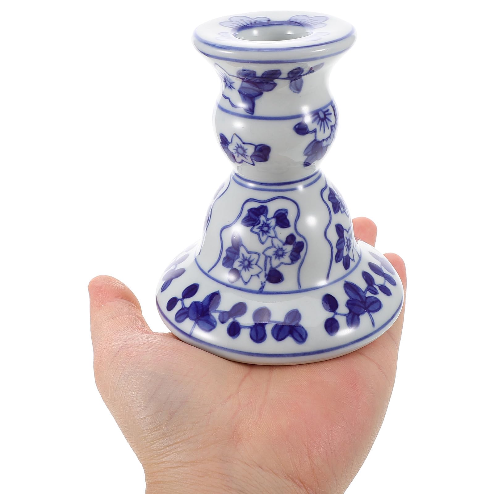 USHOBE Candelabro de Cerámica Azul y White Estilo Clásico, Versátil y Decorativo para Decoración del Hogar en Lugares Románticos y Cafés