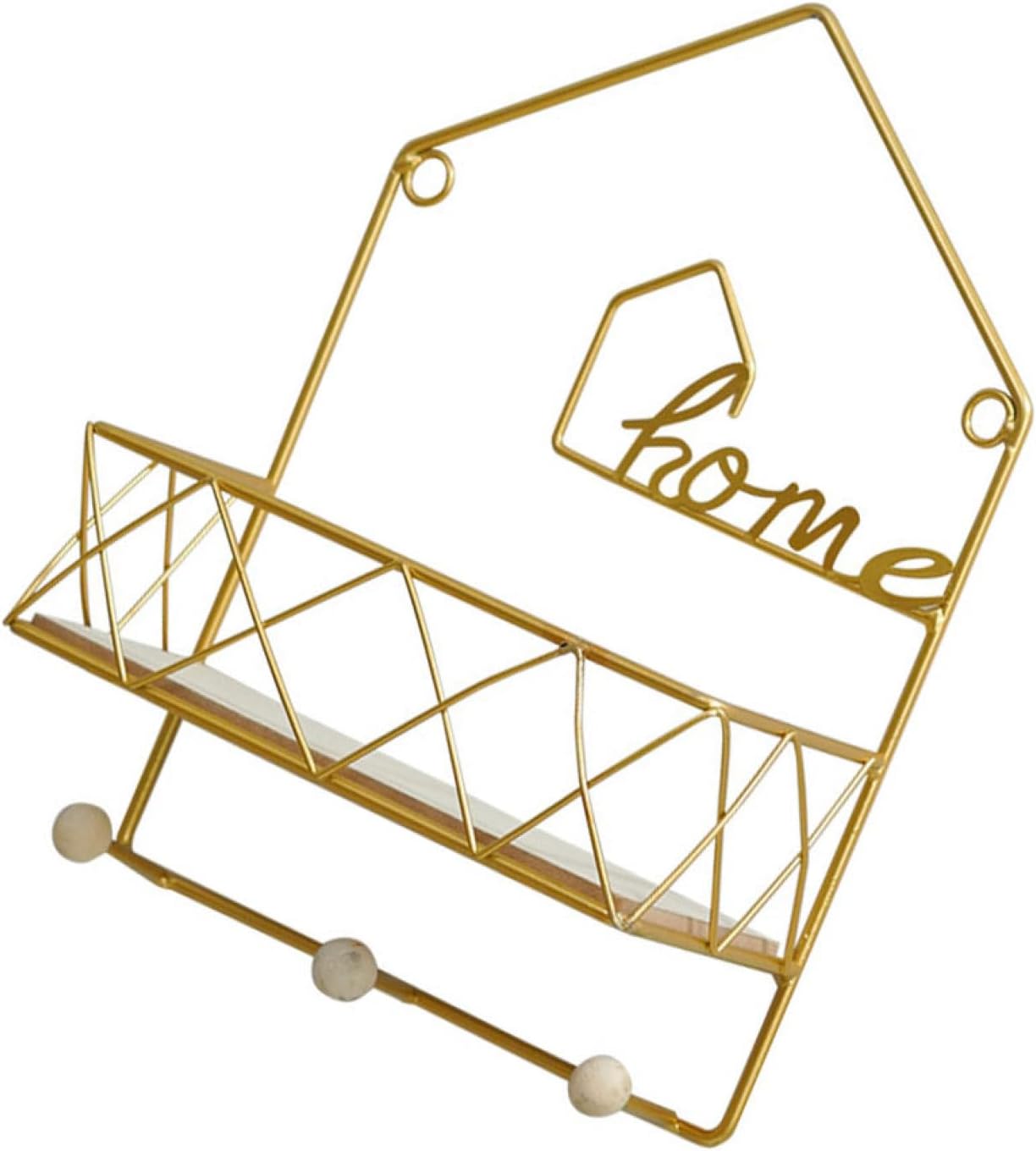 1pc Gold Iron-Mounted Wall-Mounted Storage Basket Creative Punch Clothing Hanger Organizer for Keys Sundries and Items Stylish Decorative Rack for Use