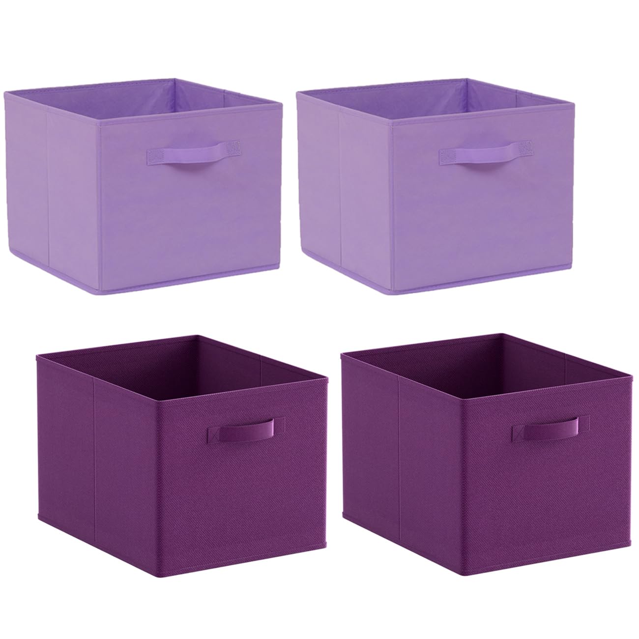 NICEME 4Pcs Cube Storage Boxes, Foldable Storage Boxes with Handle for Home Office Nursery, Set of 4 Collapsible Bins Organiser for Shelf Closet Organization, Light Purple+Dark Purple — image 1