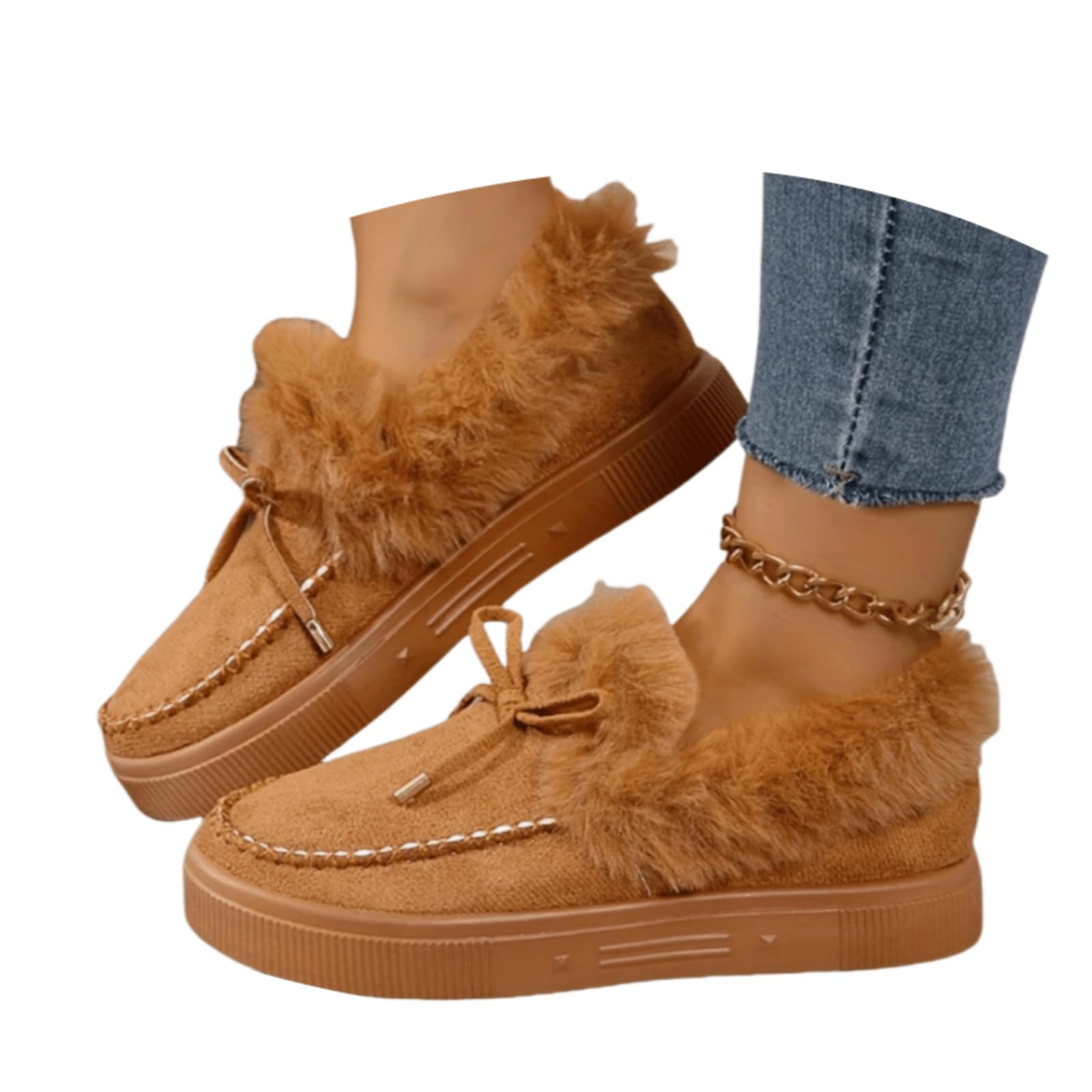 Winter Boots For Women 2025 Snow Boots Warm Ankle Booties Slip On Fur Lined Comfortable Fashion Casual Loafers