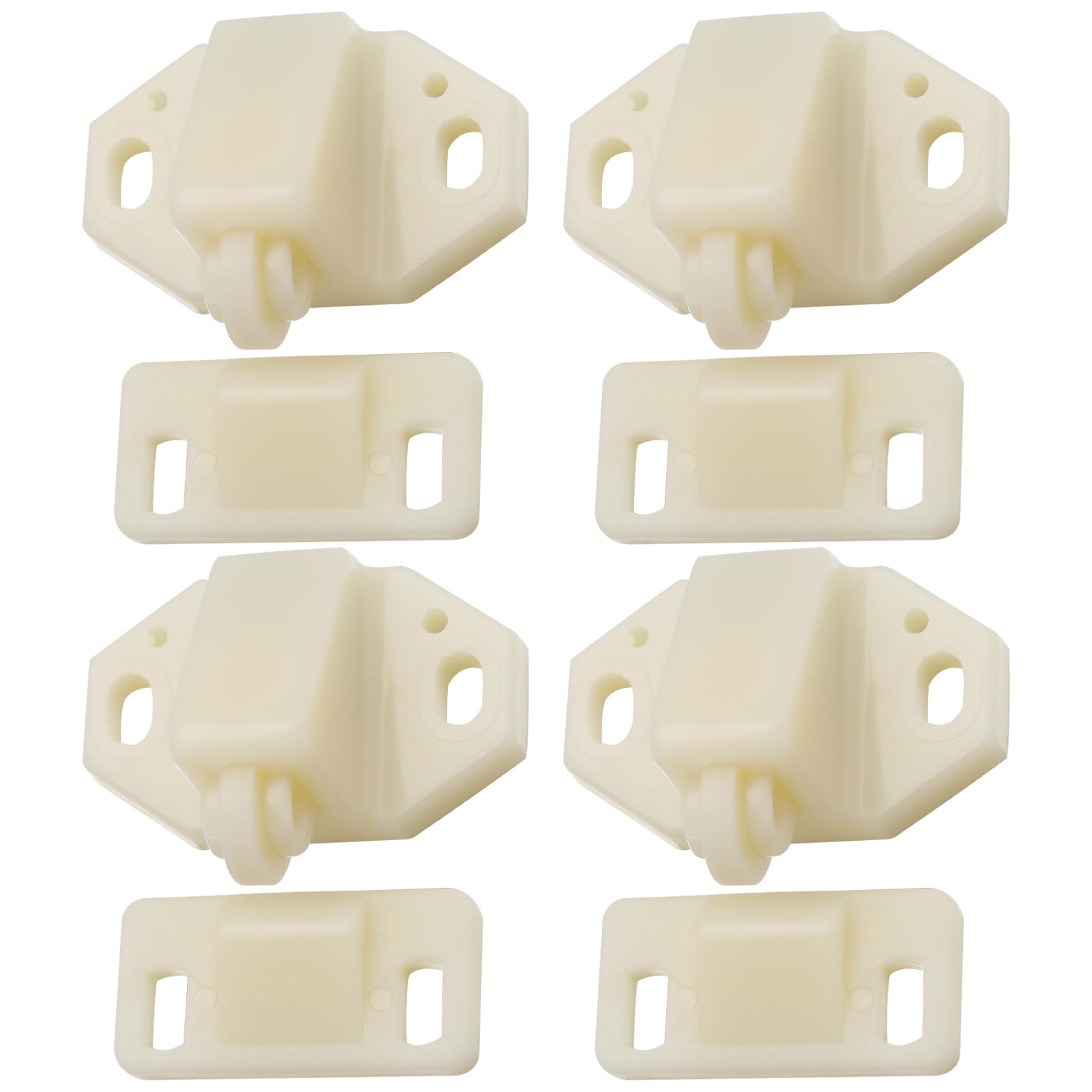 EMSea 4 PCs Plastic Door Catch Latche Stopper Beige 35x21mm for Cabinet Caravan Cupboard Motorhomes Boat Door Retainer Catches Strong Hold Accessories (Type A)