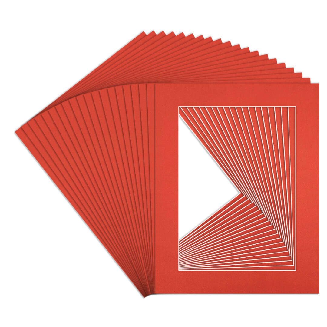 Procut Global 9x7" Poppy Red Picture Mounts to Fit 5x7" Aperture - Precision Cut Cardboard Photo Mount - Ideal for Frames, Prints, Artwork & Certificates - Sizes & Colours Available - 20 Pack