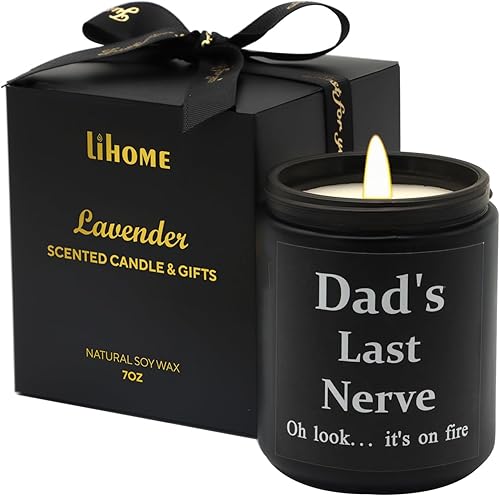 Lihome Gifts for Dad from Daughter Son, Funny Fathers Day & Birthday &Thanksgiving & Christmas Gifts, Lavender Scented Candles(7oz)
