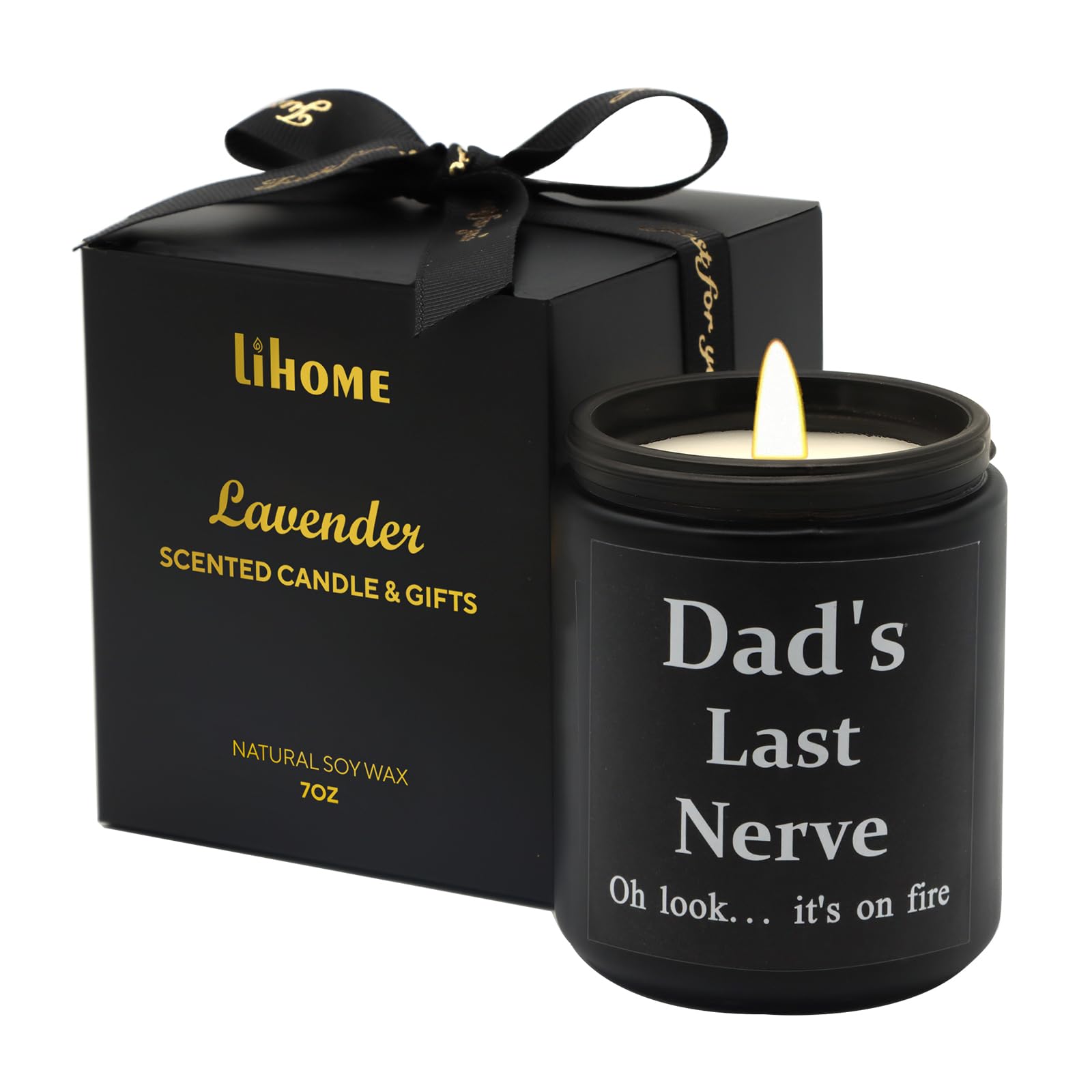 Lihome Gifts for Dad from Daughter Son - Best Dad Ever Gifts, Funny Fathers Day & Birthday &Thanksgiving & Christmas Gifts, Lavender Scented Candles(7oz)