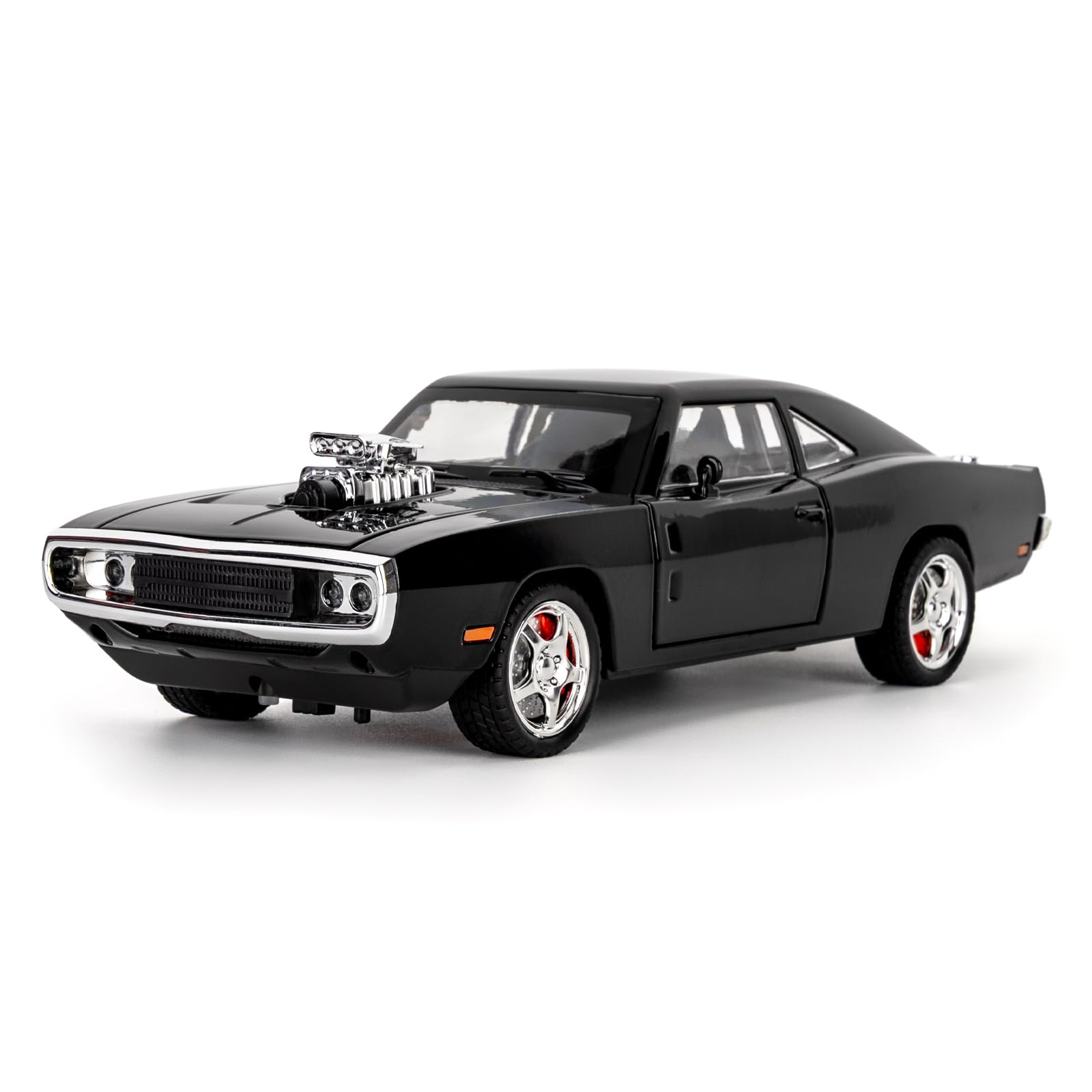 TGRCM-CZ 1/24 Dodge Charger Model Car, Zinc Alloy Pull Back Vehicles Model Car with Sound and Light for Collectors & Kids 3+ Years Old Birthday Gift(Black)