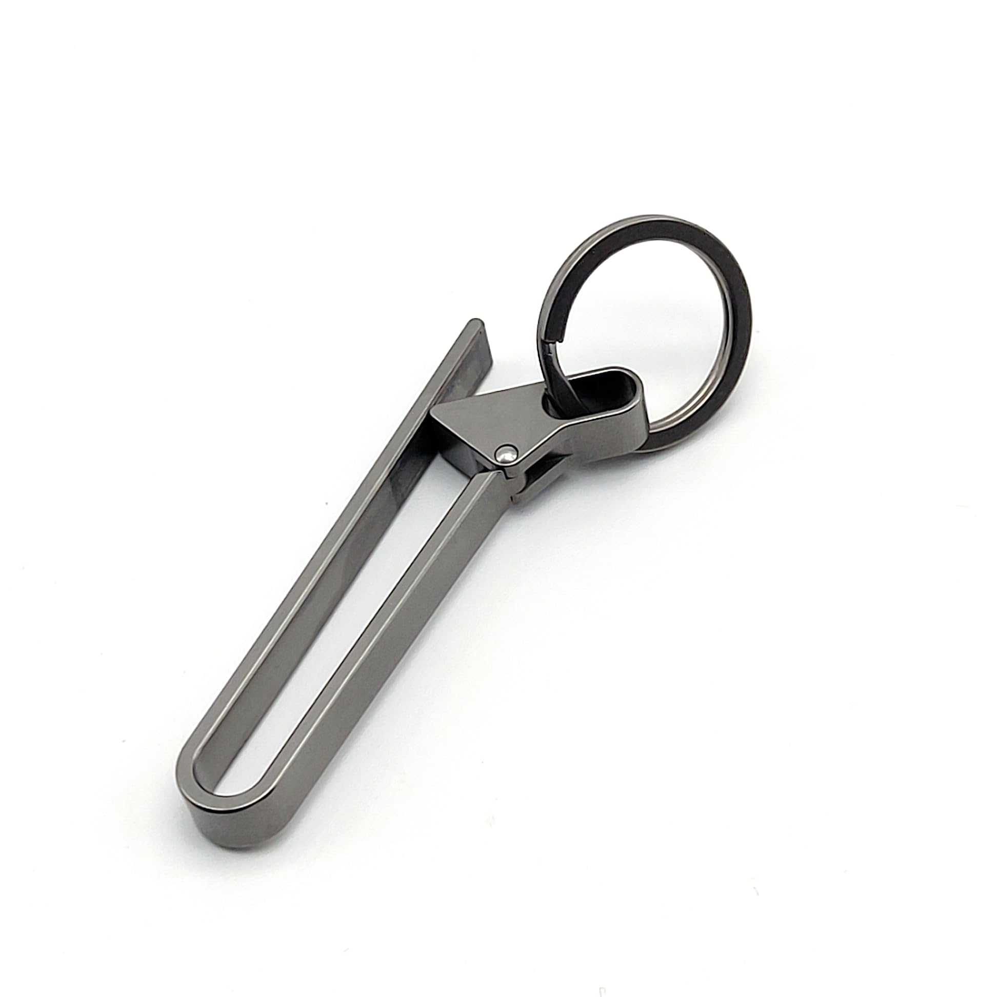 Harts Titanium Belt Loop Keychain with Detachable Ring, Pocket Clip Key Holder, Gunmetal Grey, 90x11x7mm, 12.5g Lightweight