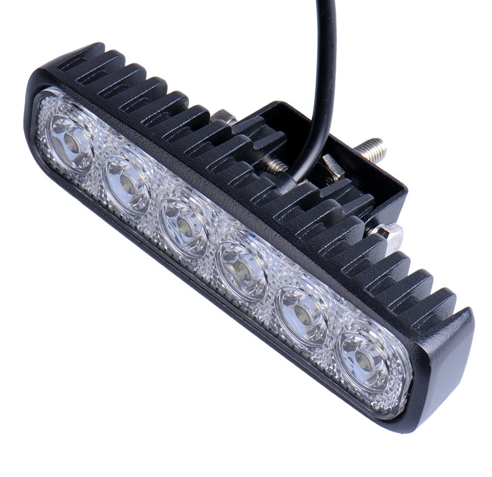 6 piezas 18W LED luz de trabajo Luz Faro Coche Moto Luces 6500K 1800Lumen - Blanco frío