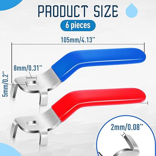 Miniatura 2 de Dunzy Manija de palanca para válvula de bola de acero inoxidable para válvula de agua, grifo de cuarto de vuelta con orificio de 0.197 x 0.315 x