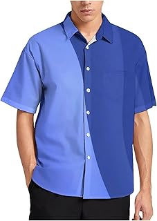 Camisa de circo diario de dos tonos para hombre, color rojo y negro, camisas casuales de manga corta, talla grande