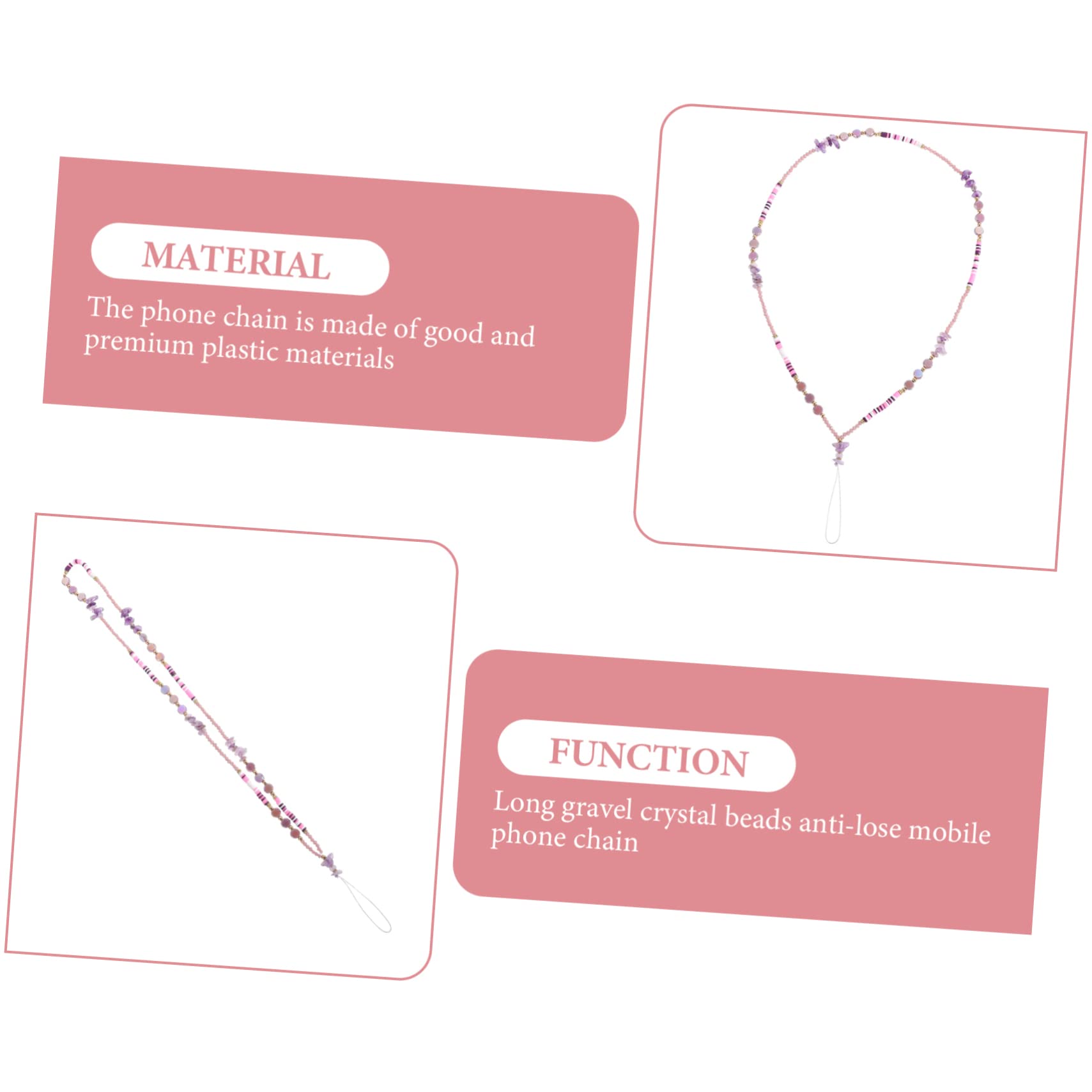 Housoutil 2st Perlen Telefonkette Kamera-aufhängeband Lanyard Für Frauen Telefon Hängende Kette Handy-hängeband Kamera-handschlaufe Perlenband Schlüssel Kies Fräulein Violett Plastik