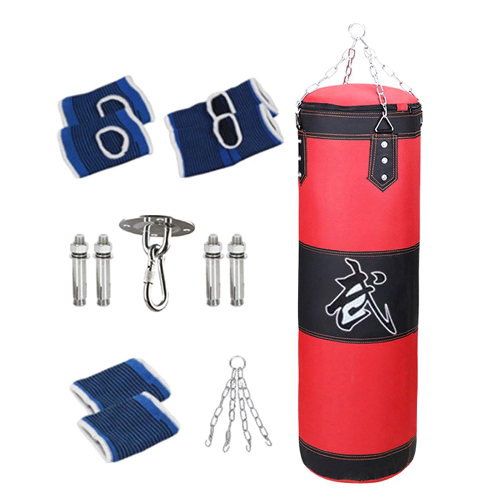 Sacco da Riempibile per Bambini Adulti con Guanti Protezioni Polso Caviglia Catena Appendere PU Adatto per Allenamento Judo Taekwondo Kickboxing