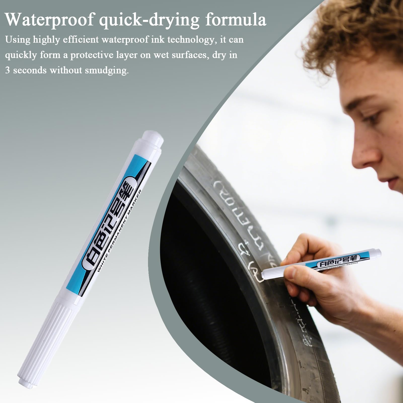 Luckxing Stylo De Peinture Pour Pneus Blanc | Stylo Marqueur Blanc Imperméable À Séchage Rapide | Crayon De Marquage Automobile Réutilisable Polyvalent Pour Réparation Décoration Usage Commercial