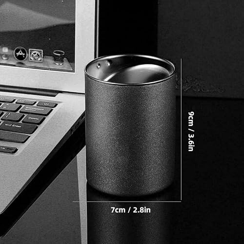 Mongma Ashtray With Lid,Portable Tall 304 Stainless Metal Standing Butt Container For Cigarette And Cigar,Outdoor Home And Car #TOP1