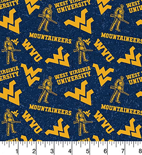 WEST Virginia University Cotton Fabric with New Tone ON Tone Design Newest Pattern