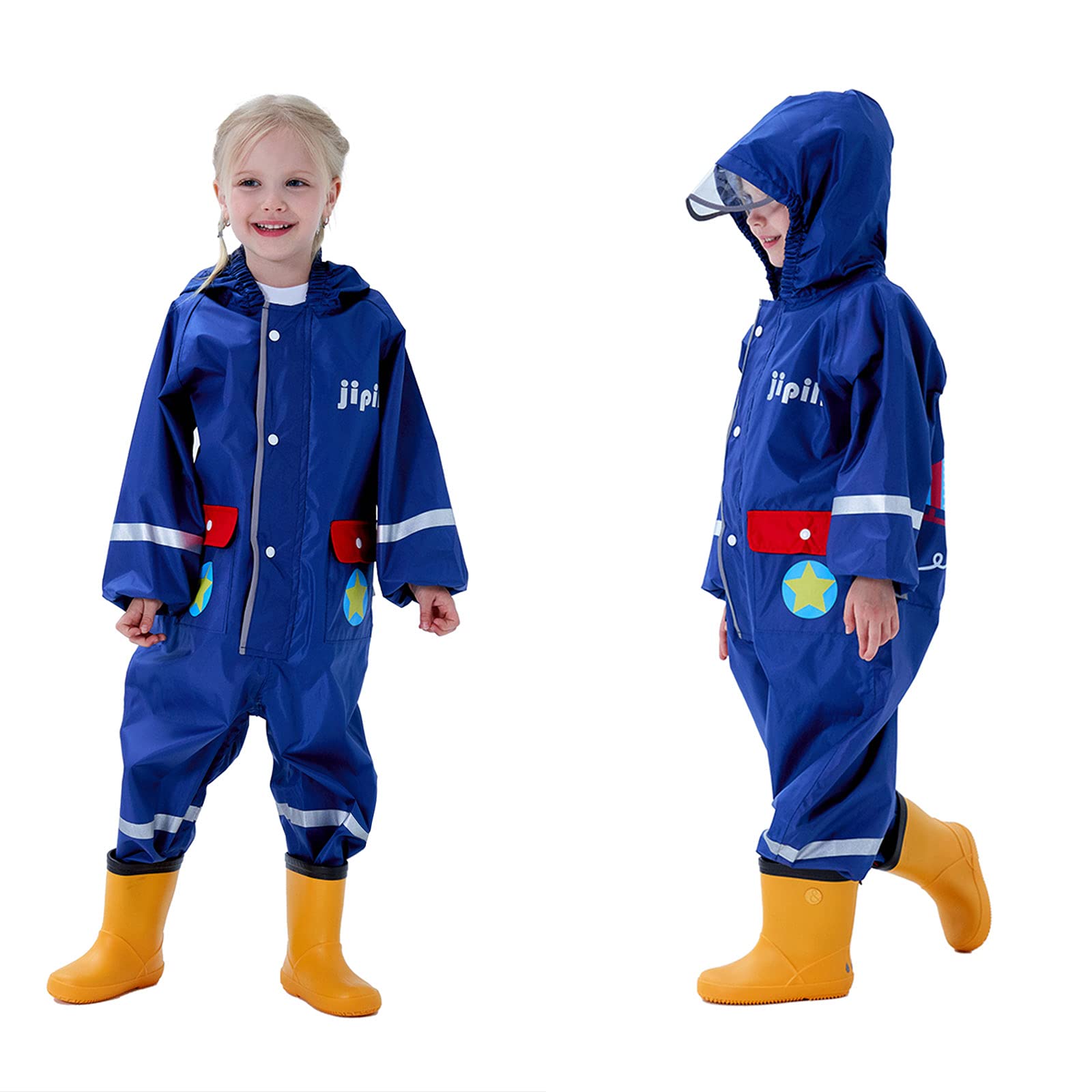 Imperméable á Capuche Enfants Combinaison de Pluie Poncho Léger Long Réfléchissant Randonnée Running Sport Vélo Manteaux de Pluie Animal Imprimé Unisexe Filles Garçons 1 2 3 4 5 6 7 8 Ans