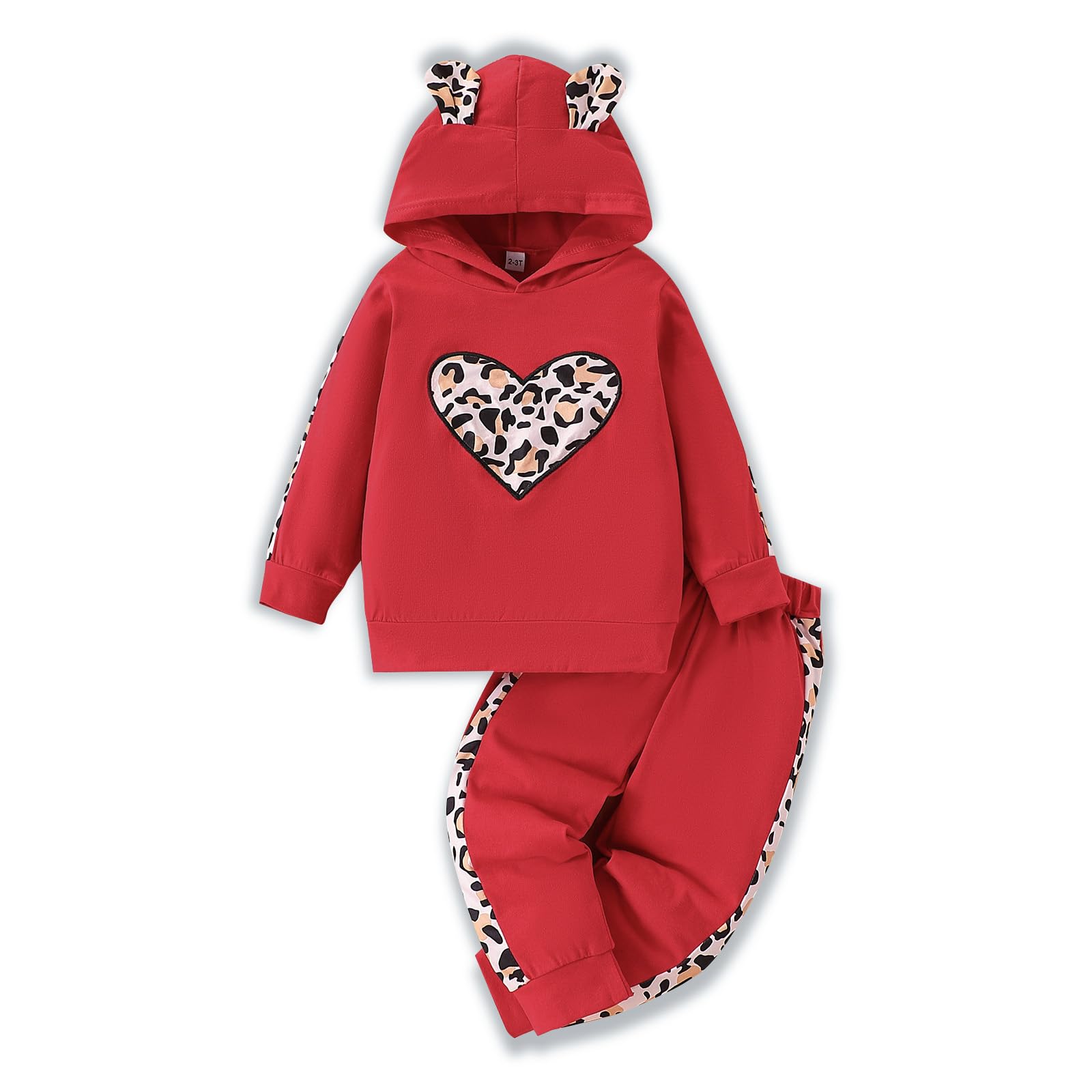2PC Girls Clothes Girl letter and Floral print Hooded Set, letter print Top +Floral print Pants Set