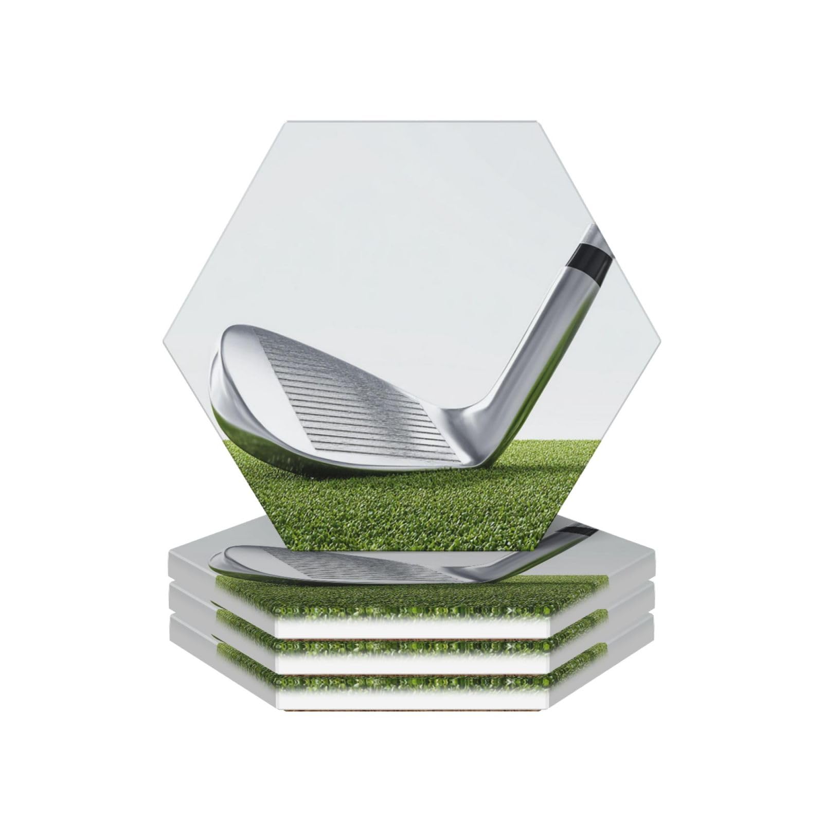 Drink Coasters Set of 4 Ceramic Coaster Golf Club Coasters for Drinks Cups Mugs Mat Pads Absorbent Non-Slip Decorative Cup Coaster for Coffee Table Kitchen Bar Home Decor