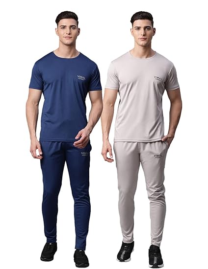Vimal Jonnney Dryfit Solid Lycra Multicolor Tracksuit Co-ord Sets for Men (Pack of 2)-DRYFIT_T_D10_BLK_OLV_04-P