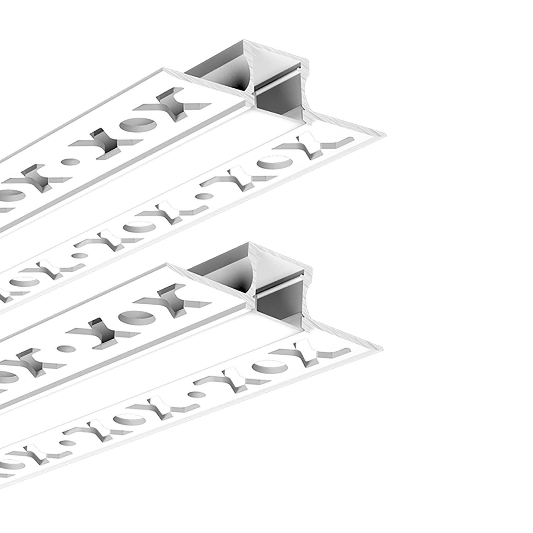 G.W.S® Plaster-in Trimless Recessed LED Profile, 2-Pack Aluminium Channel for LED Strip Light, 1 Metre 57mmx14.4mm (201-C5715)