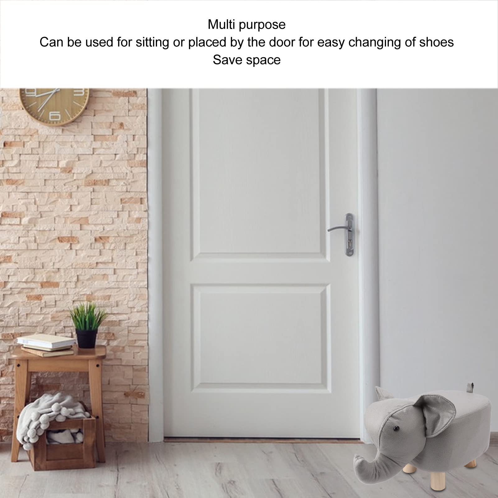 Poggiapiedi A Forma Di Animale Di Elefante Da 9,8 Pollici, Pouf Poggiapiedi Con Morbido Cuscino Imbottito E Piedini Antiscivolo, Comodo Sgabello Carino Per Bambini Asilo (Light Grey)