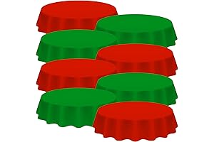 Amylove 84" Christmas Plastic Tablecloth Round