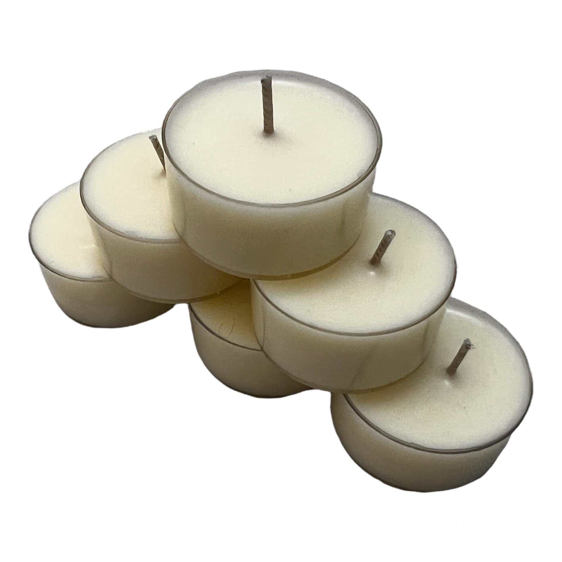 Coconut Wax Tea Light Unscented Hypoallergenic 100% Pure Clear Cup TeaLight Candles Chemical Free Smokeless Burning - 5-6 Hours Vegan/Cotton/tee lite 50 PackHome Decoration BeeHappyOrganic