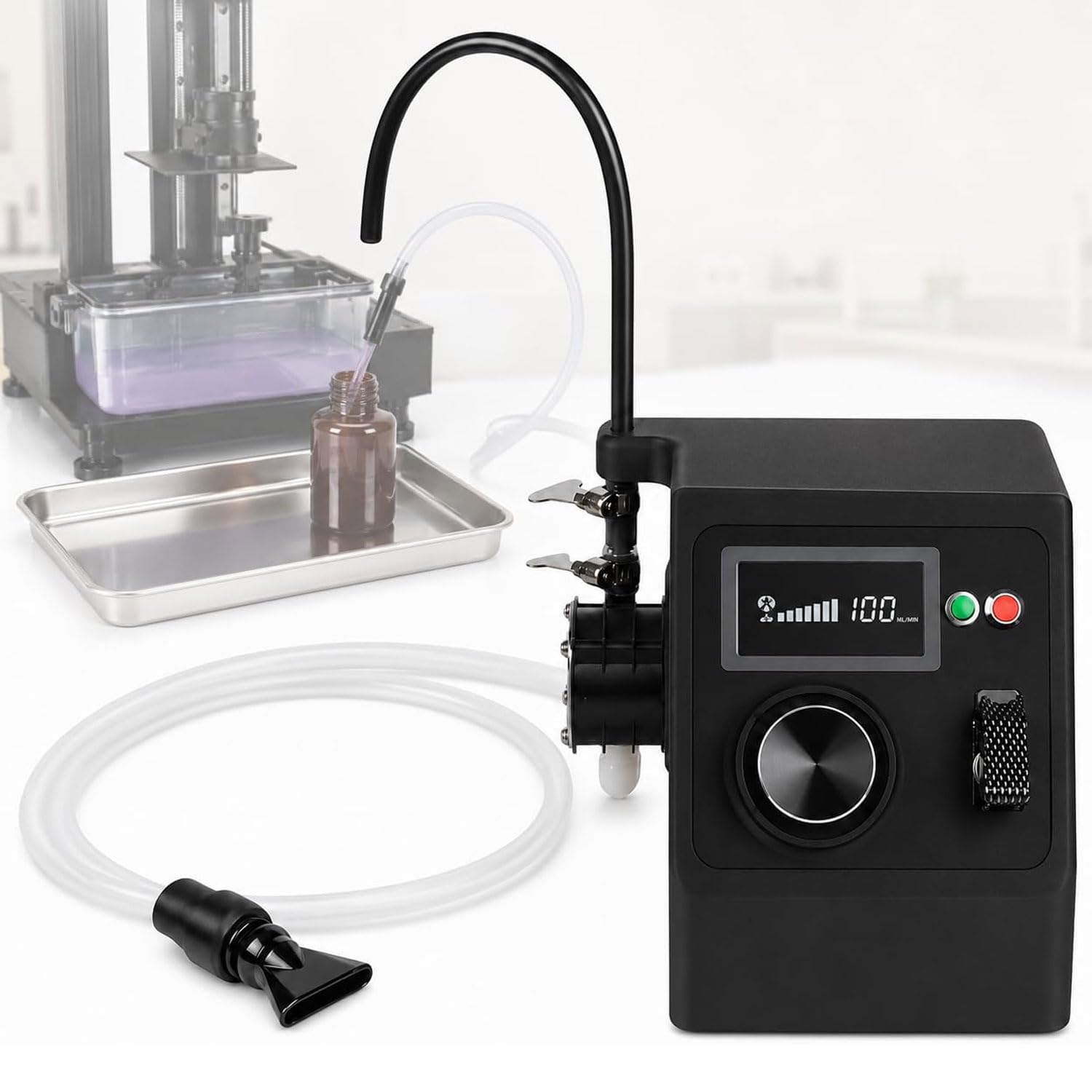 JOSBY 3d Printer Resin Recycling Tool, Industrial 3d Printer Resin Pump, With Digital Display Screen, Flow Rate 1l~2l/min, 360° Swivel Suction Nozzle, For Photosensitive Material