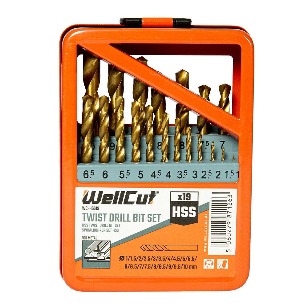 Wellcut Wc-hss19 19 pièces forets 1–10 mm HSS Titanium