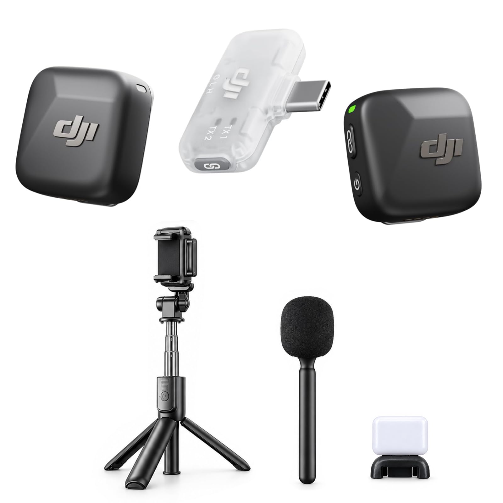 Mic Mini Mobile Combo + Selfie Stick + Mic Holder + Fill Light