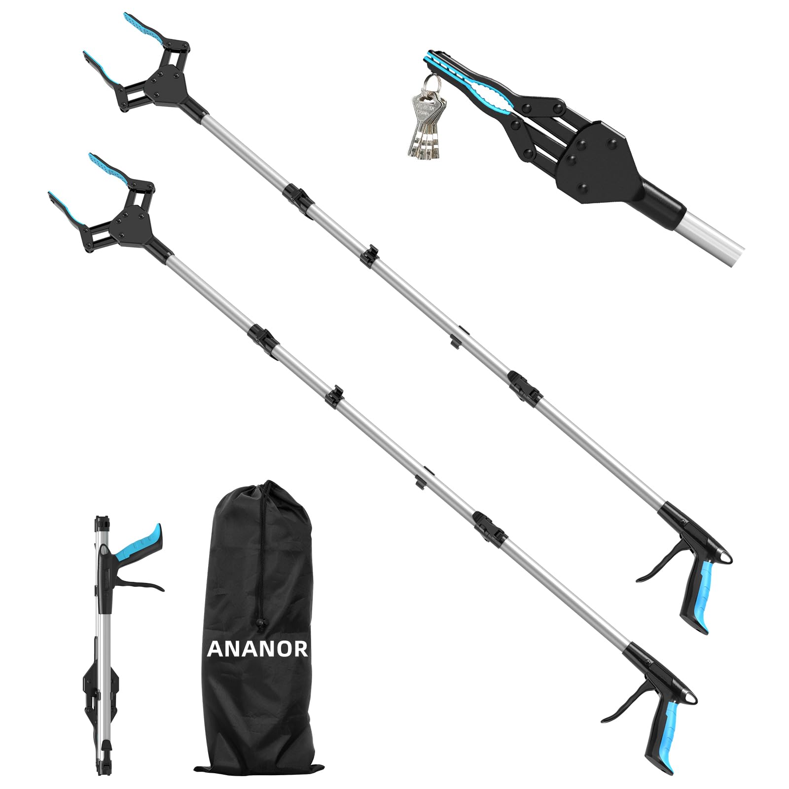 Pinza Raccogli Oggetti Telescopica 110cm - Testa Ruotabile 360° - Per Anziani E Disabili - Foto 9