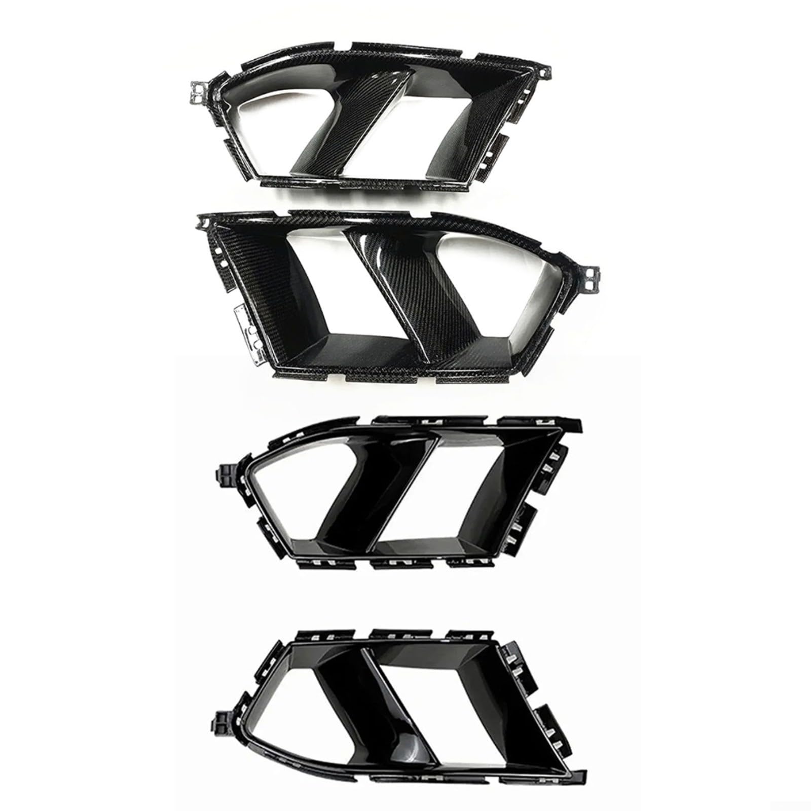 Glänzende schwarze Karbonfaser-Optik Lüftungsschlitzabdeckung für BMW G80 für M3 G82 G83 2021–2024, Frontstoßstange Seitenverkleidung ABS-Kunststoff (Kohlefaser-Optik)