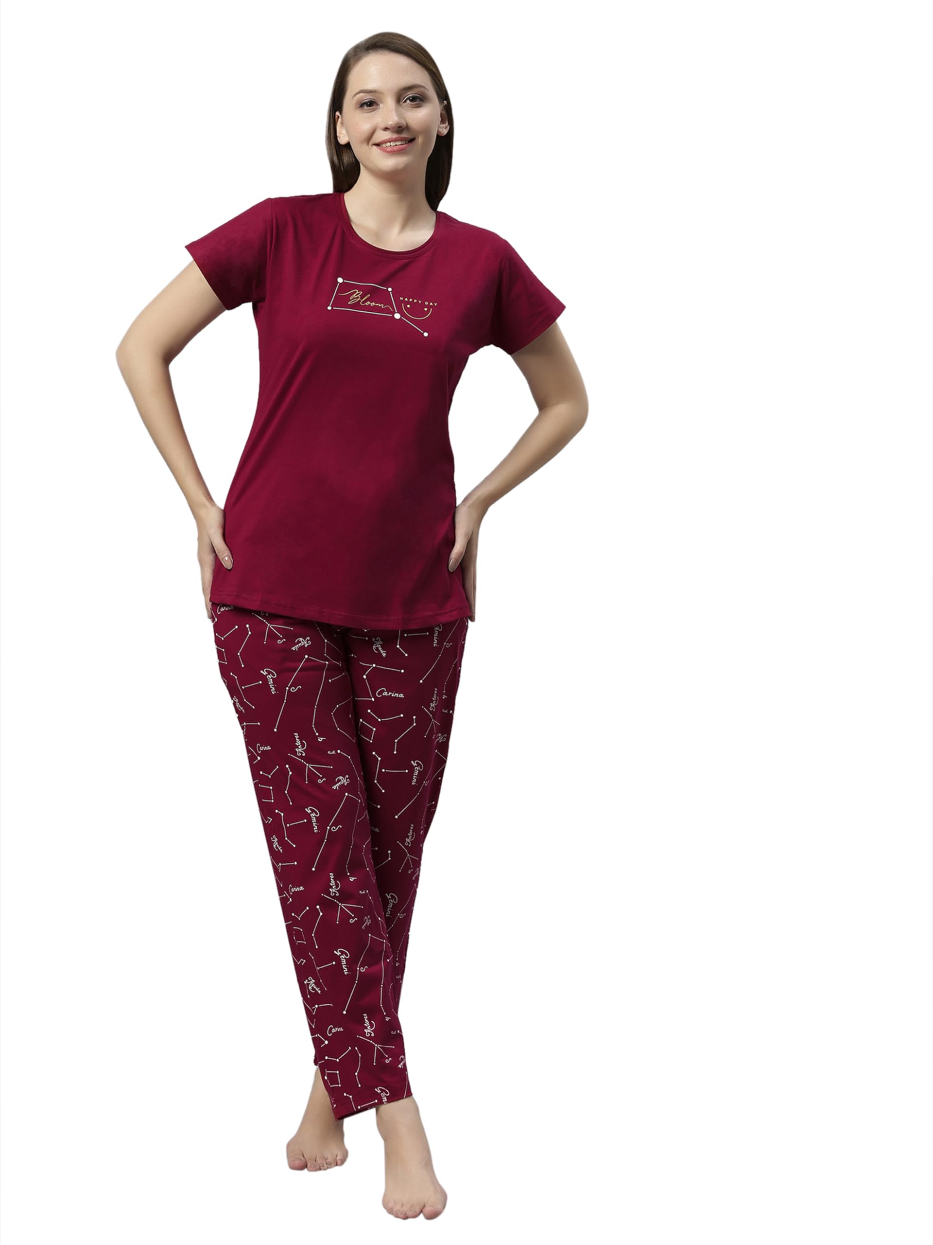 dzzo Women's Cotton Printed Night Suit Set of Shirt & Pyjama, Night wear Dress, Relaxed wear for Women/Girls-picture-51