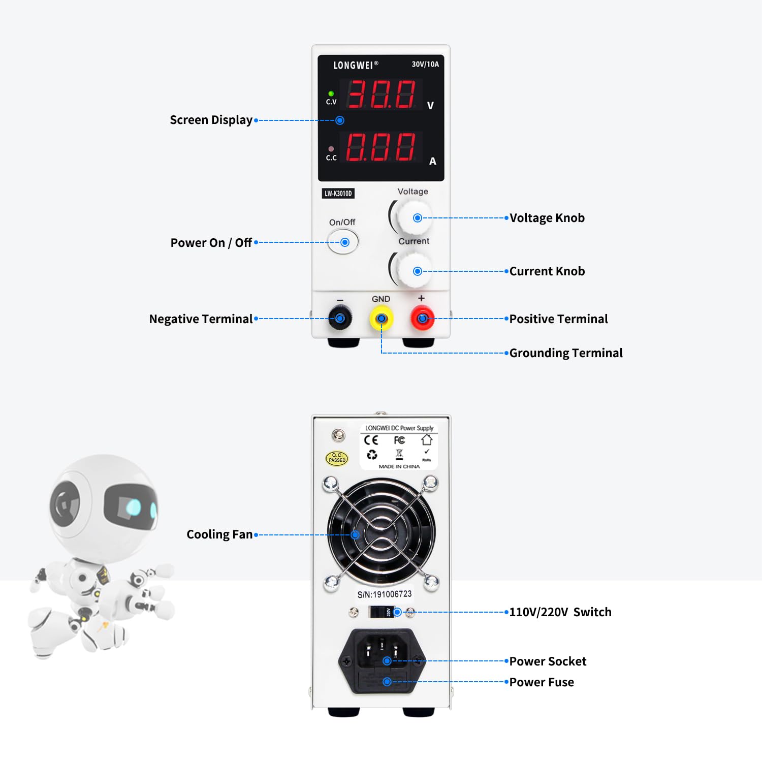 LongWei DC Power Supply Variable0-30 V / 0-10 A LW-K3010D
