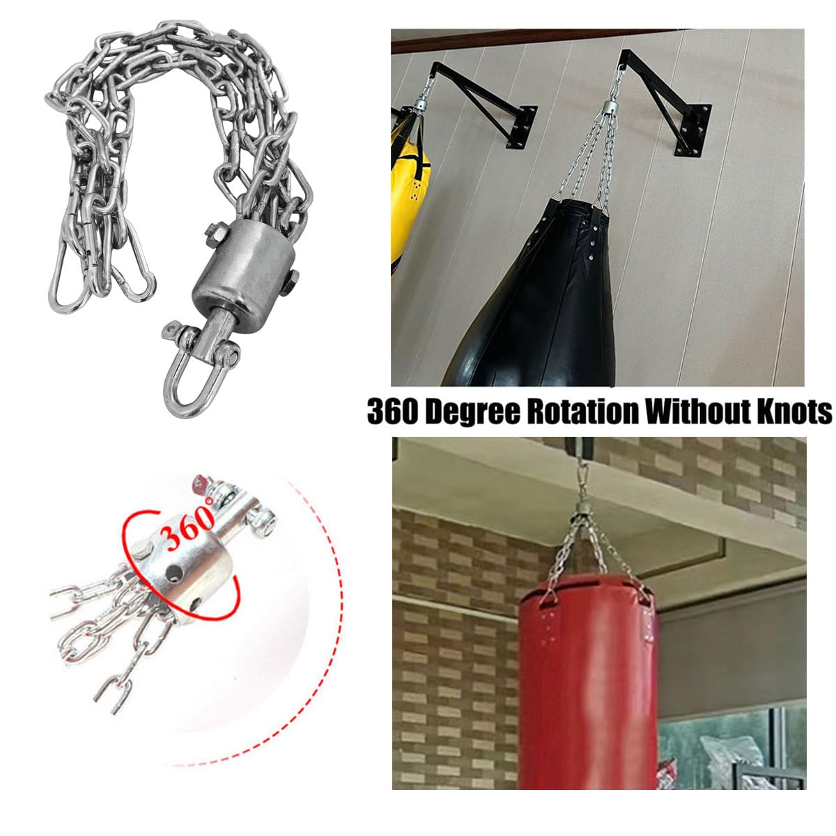 heyous Gancio per sacco di sabbia (grande) in acciaio inox, per sparring, boxe, alpinismo, ganci a molla per sacchi pesanti, palestra, altalena, trapezio e amache