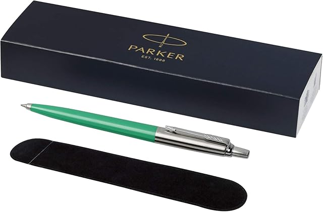 PARKER -"Jotter" ballpoint Pen with Velvet Pouch in Gift Box - black ink - green