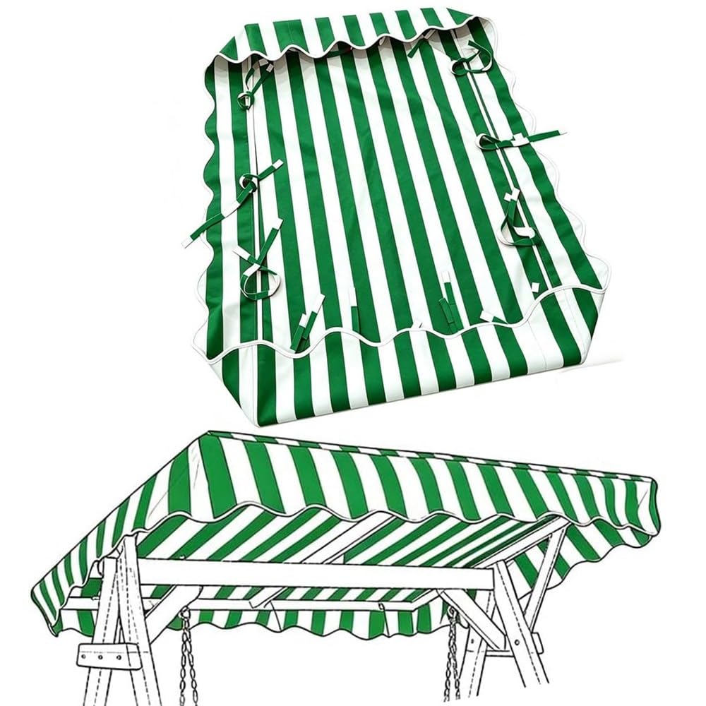 Générique Toit De Rechange pour Balancelle De Jardin 190x132/240x135cm Toile De Rechange Balançoire Imperméables, Auvent De Remplacement pour Balancelle Exterieur(Green White,142x120cm/56x47in)