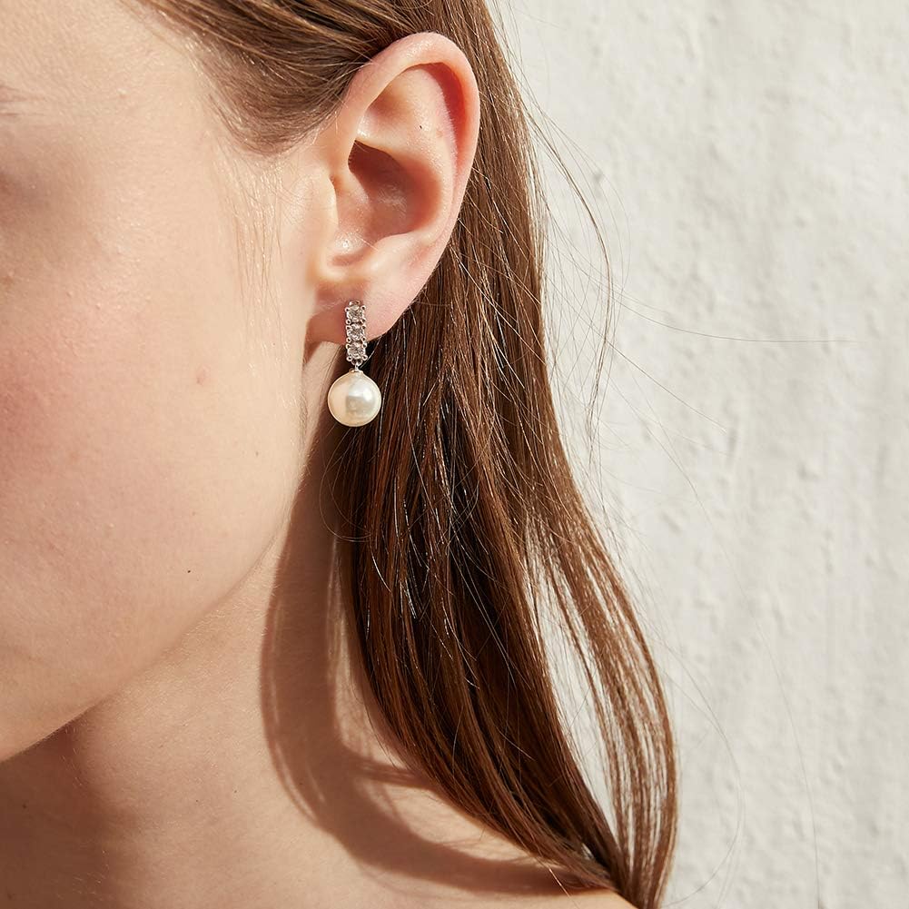 Han han Pearl Stud Earrings for Women 925 Sterling Silver, Pearl Jewelry Gift for Women 8MM-13MM - Image 6