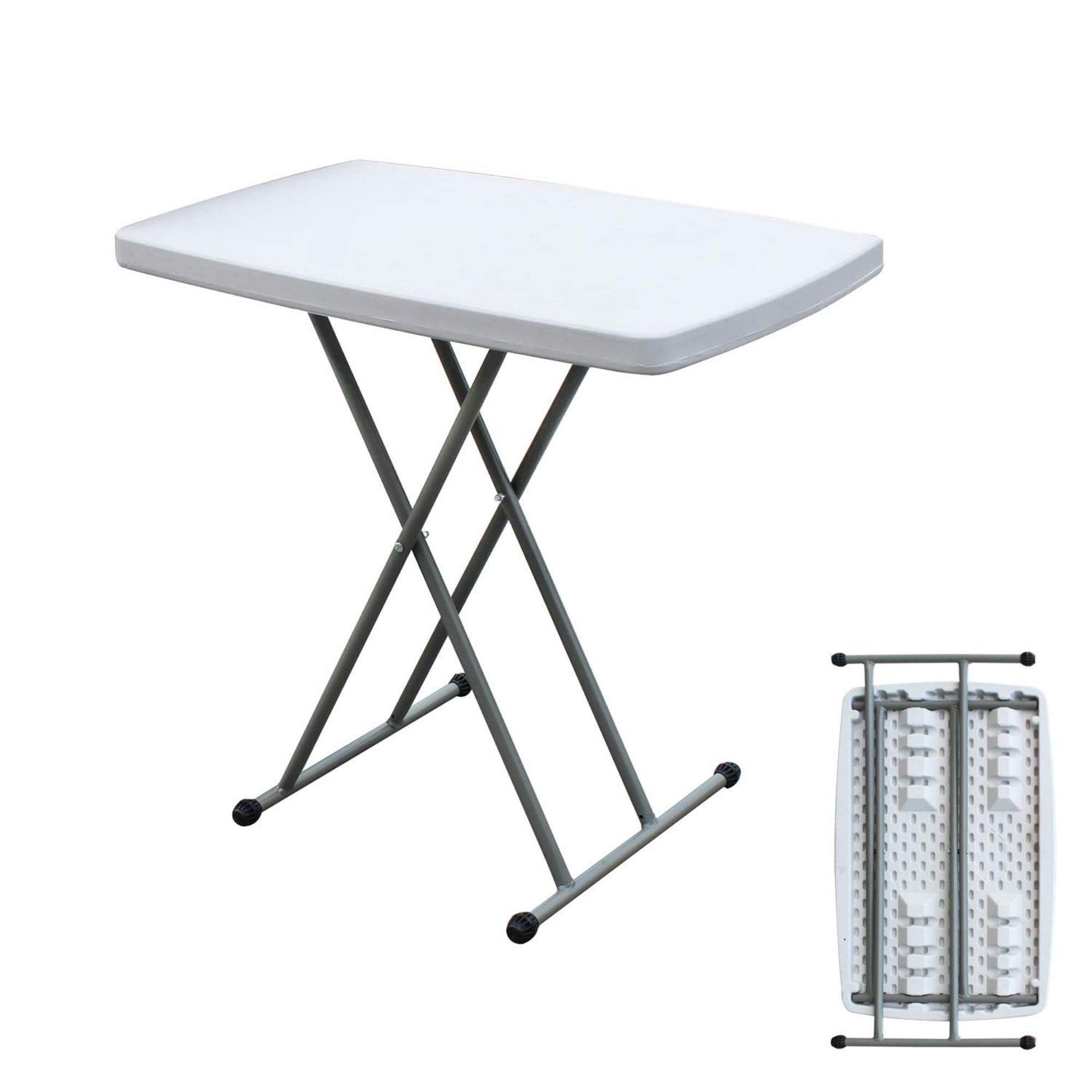 sogesfurniture 2.5 FT Portable Folding Table, Outdoor Picnic Table Dining Table, Utility Foldable Table White Small Plastic Folding Table for Picnic, Camping, Beach, BBQ, No Assembly & Easy to Carry